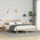 vidaXL Krevetna konstrukcija Smeđa 140 x 220 cm Čvrsta borova drva | shoptok.hr