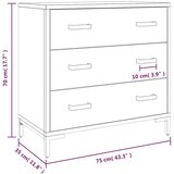 vidaXL Ladičar 75 x 35 x 70 cm od masivne borovine | shoptok.hr