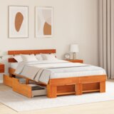  Okvir kreveta s ladicama vosak smeđa 140x190 cm masivna borovina | shoptok.hr