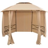 vidaXL Vrtni šotor / paviljon z zavesami šestkoten 360x265 cm | Shoptok.si