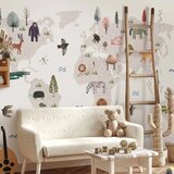  Foto tapeta - Beige World - Continents With Animals in Muted Colours 245x175 Samoljepljiva | shoptok.hr