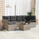  Set sofe 7 pcs Svijetlosiva i tamnosiva poliratan | shoptok.hr