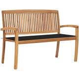  Složiva vrtna klupa s jastukom 128,5 cm od masovne tikovine Crna 120 cm | Shoptok.si
