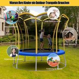  244 cm trampolin u obliku cvijeta, sigurnosna mreža i obložene cijevi - žuti | shoptok.hr