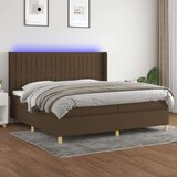  Box spring postelja z vzmetnico LED temno rjava 200x200cm blago, (20851588) Cene