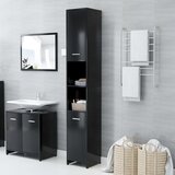 Maison Chic Kopalniška omarica - Kopalniški kabinet črna 30x30x183,5 cm iverna plošča, (21794518) | Shoptok.si