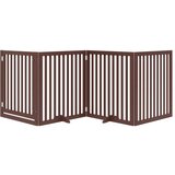 vidaXL Ograda za pse z vrati zložljiva 4 paneli rjava 320cm topolovina | Shoptok.si