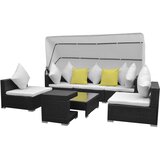  7-dijelni vrtni lounge set s baldahinom poli ratan crni | shoptok.hr