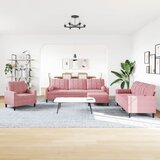  4-dijelni set sofa s jastucima ružičasti baršunasti | shoptok.hr