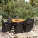  9-dijelni vrtni blagovaonski set s jastucima crni od poliratana Crna 109 cm table length | shoptok.hr