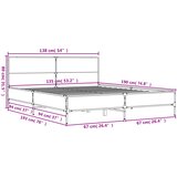  Okvir za krevet boja hrasta 135x190cm konstruirano drvo i metal | shoptok.hr