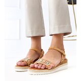  Brown Crochet Wedge Sandals Versala | shoptok.hr