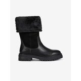 Geox Black Women's Leather Boots with Artificial Fur Iridea - Women Cene