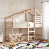 vidaXL Posteljni okvir z lestvijo in streho 90x190 cm borovina | Shoptok.si