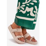 Boto Women's Platform Sandals With Golden Buckles Beige Wernone | Shoptok.si