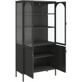  Visoka komoda crna 90 x 40 x 180 cm od stakla i čelika | shoptok.hr