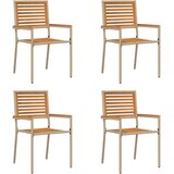  Stolići za vrt s mogućnošću slaganja 4 pcs Smeđa i bež | shoptok.hr