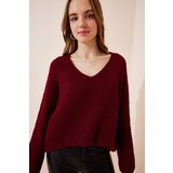 Happiness İstanbul Sweater - Burgundy - Oversize Cene