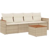 5-dijelni vrtni set sofa s jastucima bež od poliratana | shoptok.hr