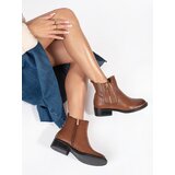 Shelvt Brown women's Chelsea boots with a decorative zipper Cijene