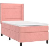 Box spring postelja z vzmetnico roza 100x200 cm žamet | Shoptok.si