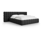 Micadoni Home Črna oblazinjena zakonska postelja s prostorom za shranjevanje z letvenim dnom 180x200 cm Mamaia – | Shoptok.si