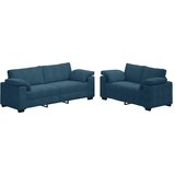  Dvodijelni set sofa s jastucima, plavi baršun | shoptok.hr