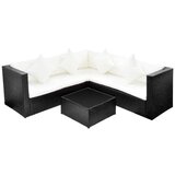  The Living Store Vrtna sedežna garnitura z blazinami 4-delna poli ratan črna - Komplet Vrtnih Kavčev, (21446030) | Shoptok.si