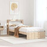  Posteljni okvir z vzglavjem bel 75x190 cm trdna borovina, (21303753) | Shoptok.si