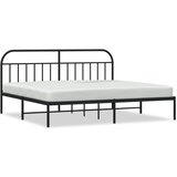 Maison Chic Kovinski Posteljni okvir - Dvoposteljna postelja - Zakonska postelja z vzglavjem črn 200x200 cm, (21692658) | Shoptok.si