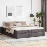 vidaXL Otomanski posteljni okvir z vzmetnicami siv 180x200cm um. usnje | Shoptok.si