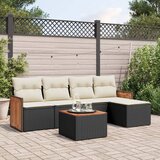 Maison Chic Seti vrtnega pohištva - Vrtna garnitura - Vrtni pohištvo set 6-delna z blazinami črna poli ratan, (21806864) | Shoptok.si