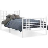  The Living Store Kovinski posteljni okvir z vzglavjem in vznožjem bel 90x190 cm - Posteljni Okvir, (21498273) | Shoptok.si