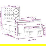 Box Spring Krevet s Madracem i Klupom Svjetlosiva 120x200 cm Velvet | shoptok.hr