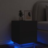 vidaXL Nočna omarica z LED lučkami črn inženirski les Cene