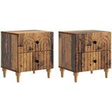  Noćni ormar s ladicama 2 pcs Staro drvo 43 x 34,5 x 48 cm | shoptok.hr