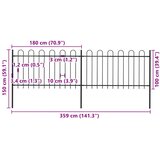  Vrtna ograda s obručem na vrhu Čelik 359x100 cm Crna | shoptok.hr