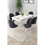 Hanah home trpezarijski set Rut, sto na razvlačenje i 6 stolica, bela ploča, antracit tkanina Babyface | Eponuda.com