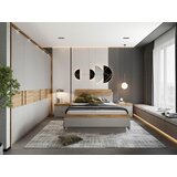 Dieter Knoll POSTELJA 140 cm x 200 cm , les, leseni material barve hrasta, svetlo siva | Shoptok.si