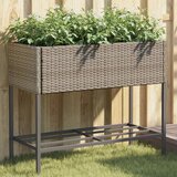  Vrtne sadilice s policom 2 kom sive 90 x 40 x 75 cm poliratan | shoptok.hr
