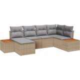 vidaXL 6-delni set vrtne sofe z blazinami Bež poli ratan akacija | Shoptok.si