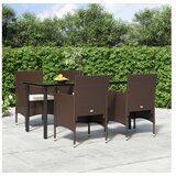  5-dijelni vrtni blagovaonski set s jastucima smeđe-crni | shoptok.hr