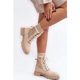 Boto Women's lace-up ankle boots with sock in light beige Gentiana | shoptok.hr