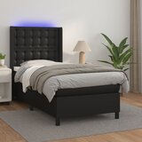  Box spring s madracem LED crni 90x190 cm od umjetne kože | shoptok.hr