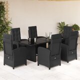vidaXL 7-dijelni vrtni blagovaonski set s jastucima crni od poliratana | shoptok.hr