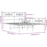 Metalni okvir kreveta uzglavlje i podnožje crni 140x200 cm | shoptok.hr