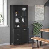  Visoka komoda VIKEN crna 80 x 40 x 190 cm od masivne borovine | Eponuda.ba