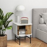 Namještaj Noćni ormarić s kliznim vratima, noćni ormarić s prostorom za pohranu, 40 x 39 x 49 cm, bijela | shoptok.hr