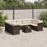 Maison Chic Seti vrtnega pohištva - Vrtna garnitura - Vrtni pohištvo set 10-delna z blazinami rjava poli ratan, (21811763) | Shoptok.si