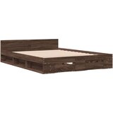  Posteljni okvir s predali rjavi hrast 150x200 cm inž. les | Shoptok.si